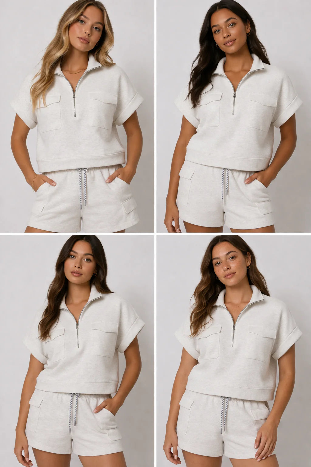 RD STYLE Darcia Soft Knit Shorts and Dua Soft Knit Half Zip Top  - Set