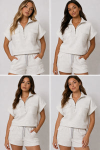 RD STYLE Darcia Soft Knit Shorts and Dua Soft Knit Half Zip Top  - Set
