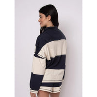 RD STYLE Camille YD Stripe Heavy Jersey LS Half Zip Top