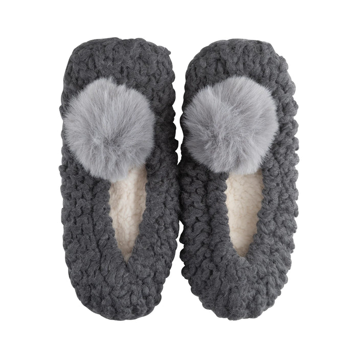 Popcorn Pom Ballerina Slipper- Charcoal