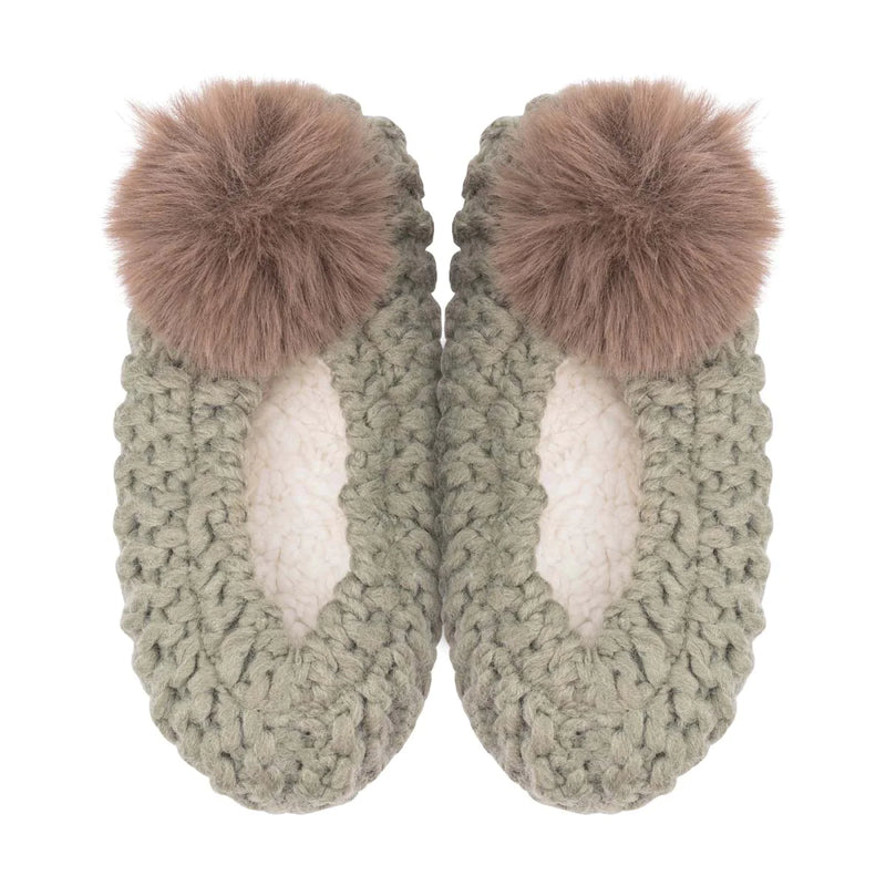 Popcorn Pom Ballerina Slipper- Olive