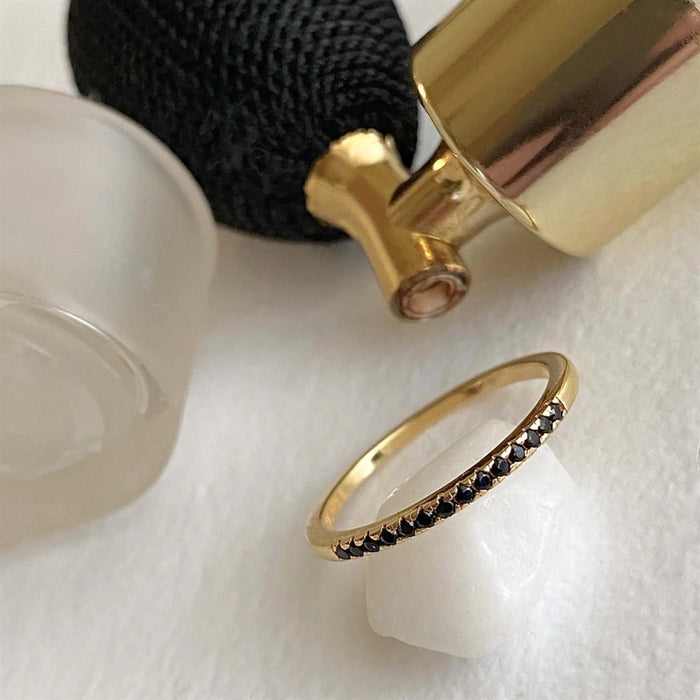 PIKA & BEAR - Vipera - Black Rhinestone Pavé Ring - Gold