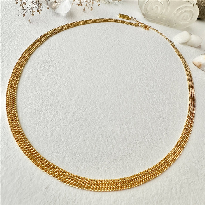 Ariadne- Triple Layer Tiny Curb Chain Necklace