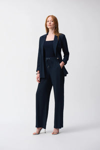 JOSEPH RIBKOFF Seersucker Wide Leg Pull On Pant
