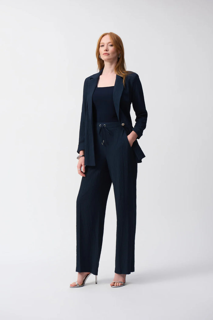 JOSEPH RIBKOFF Seersucker Wide Leg Pull On Pant