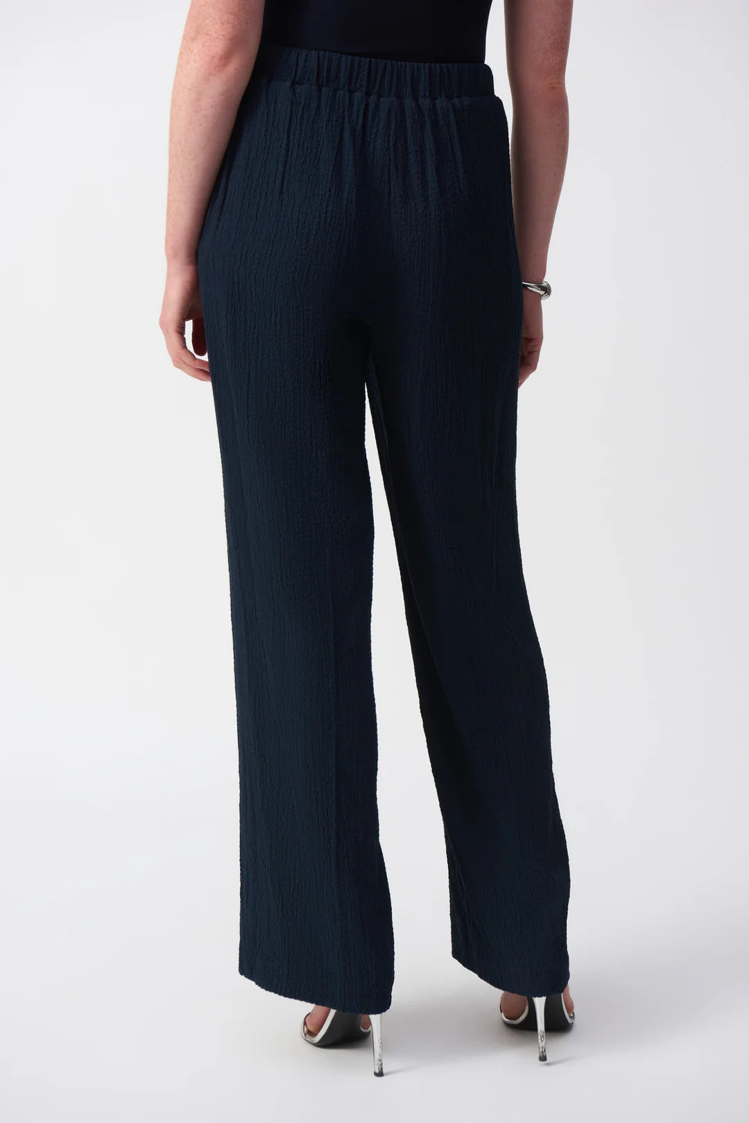 JOSEPH RIBKOFF Seersucker Wide Leg Pull On Pant