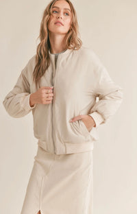 Nylon Padded Cream Bomber