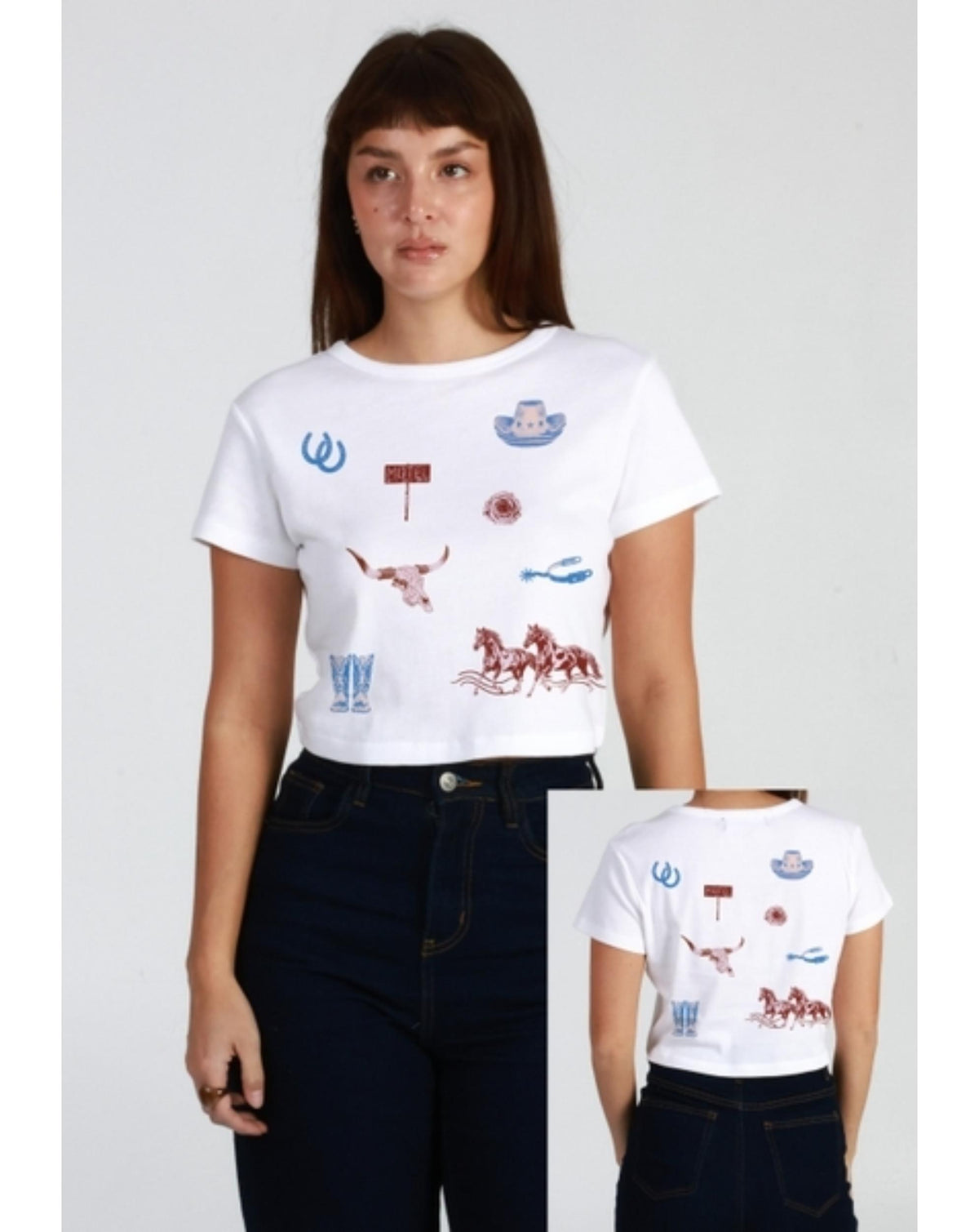 GIRL DANGEROUS All Over Western Baby Tee - Double Sided