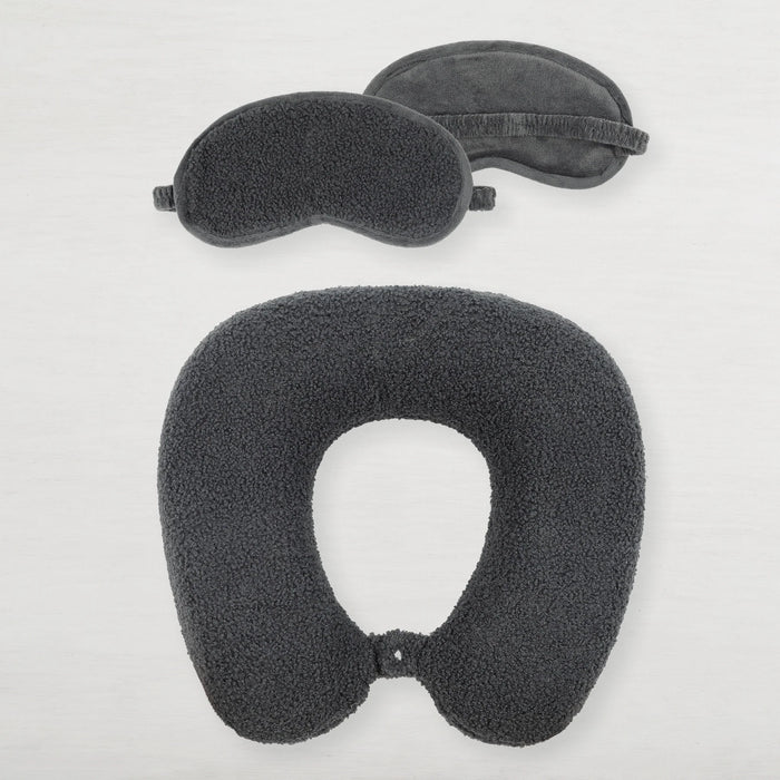 LEMON Travel Neck Pillow & Eye Mask Cozy Set
