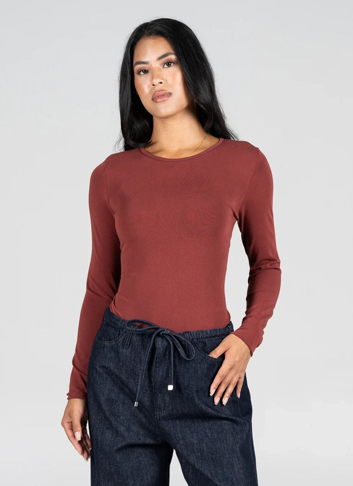 C’EST MOI Bamboo Long Sleeve Crew Neck - Cinnamon