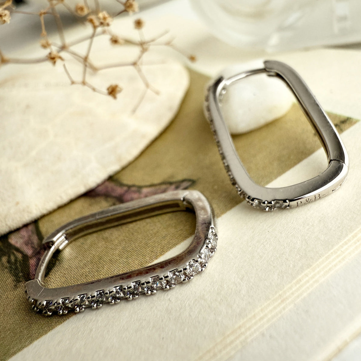 PIKA & BEAR Bialto - Oblong Rhinestone Hoop Earrings