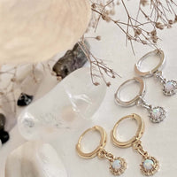 PIKA & BEAR Eloise - Opal and Rhinestone Hugger Hoop Earrings