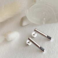 Bacillus - Bar Stud Earrings with Rectangle Crystal