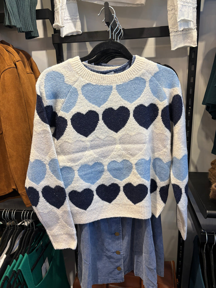 PINK MARTINI - Hearts Sweater - Blue