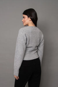 RD STYLE - Othella Long Sleeve Wrap Neck Pull Over - Grey
