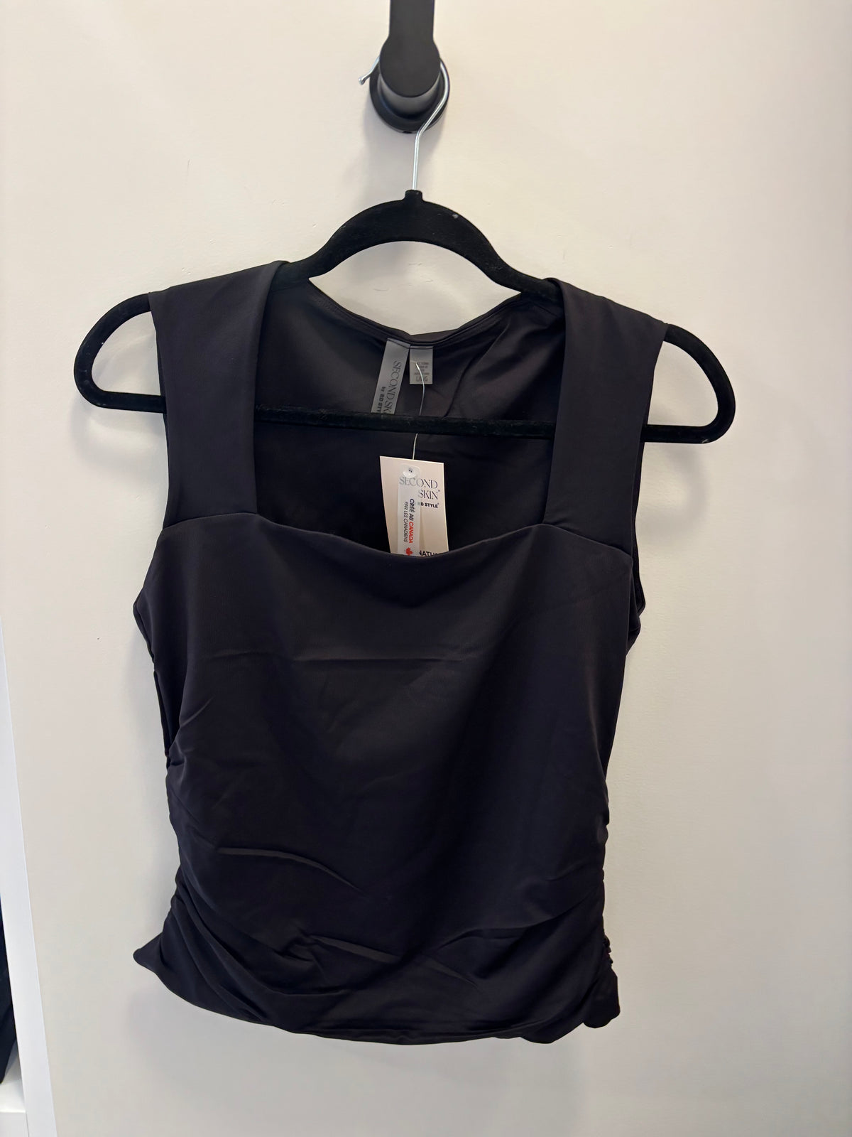SECOND SKIN - Davinci Square Neck Ruched Top - Black
