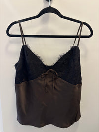 RD STYLE - Marli Satin Lace Trim Front Tie Cami