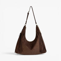 SKYLA Jackie Fringe Hobo Bag - Chocolate