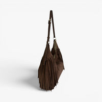 SKYLA Jackie Fringe Hobo Bag - Chocolate