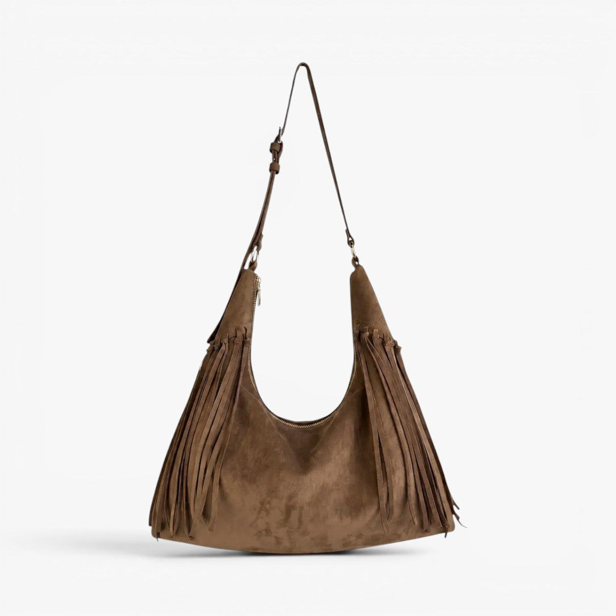 SKYLA Jackie Fringe Hobo Bag - Mocha