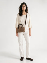 SKYLA Kyla Faux Suede Mini Bowler Bag - Mocha