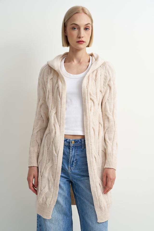 ASTRRID  Long Knit Cardigan - Cream
