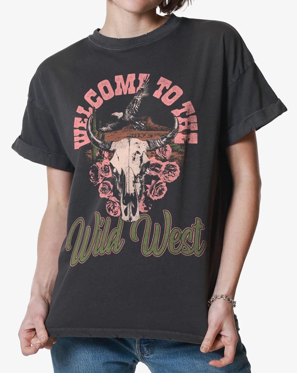 GIRL DANGEROUS Welcome To The Wild West Vintage Boyfriend Tee