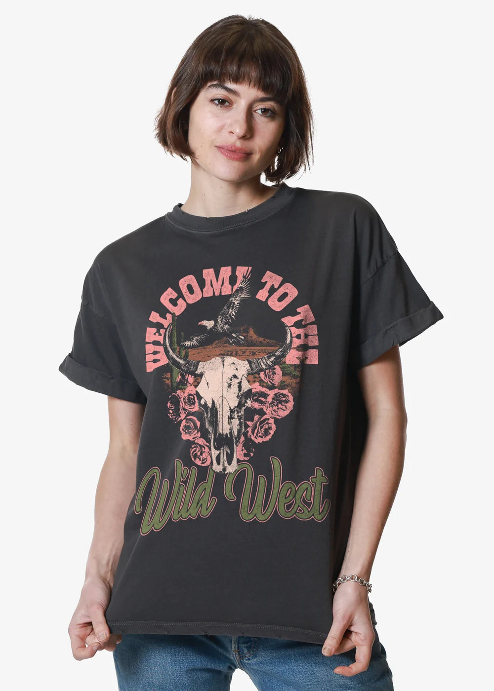 GIRL DANGEROUS Welcome To The Wild West Vintage Boyfriend Tee