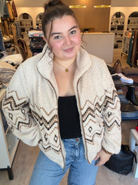 RD STYLE - Zoe Zip Jacket with Zig Zag Embroidery