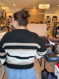 RD STYLE - Faustina Stripe Pull Over Sweater
