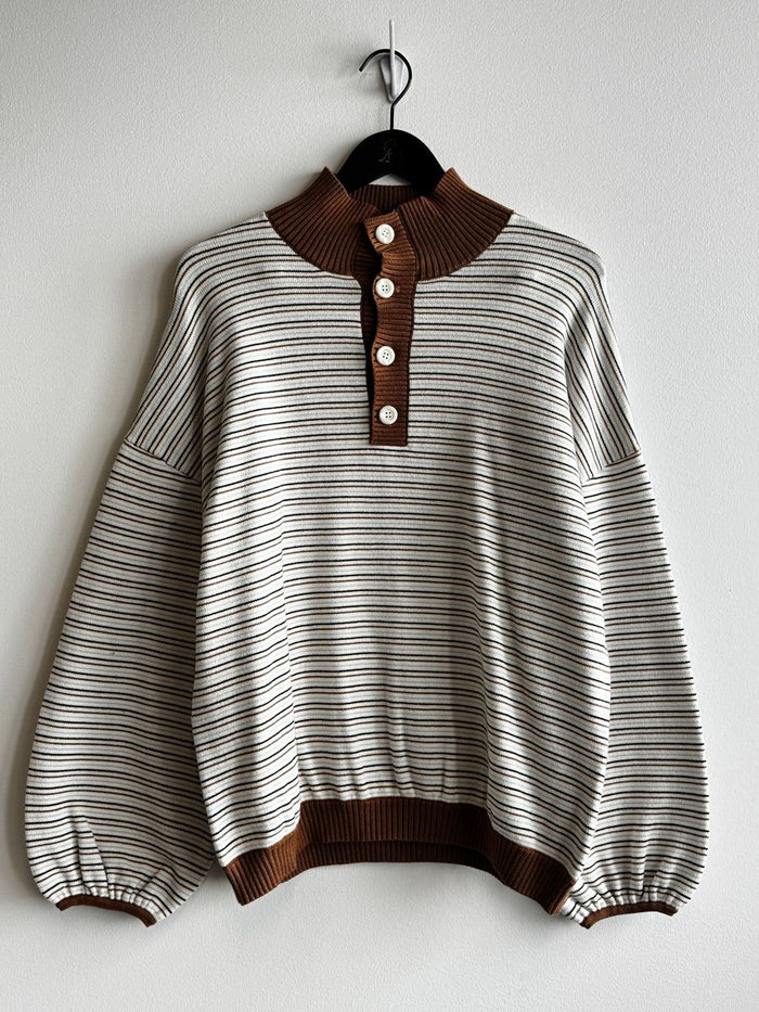KUWALLA - Bedford Stripe Sweater - Brown / Cream