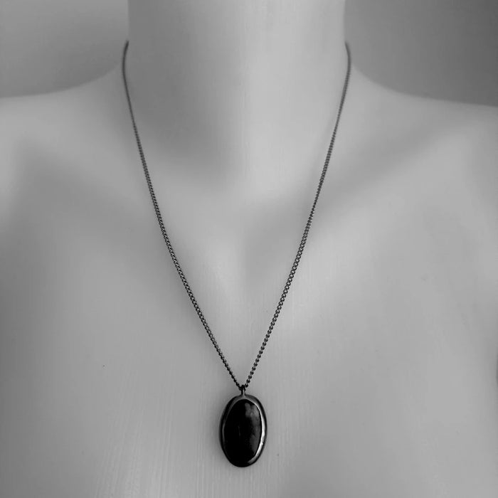 PIKA & BEAR - Anemone - Floral Cold Oval Porcelain Charm Necklace