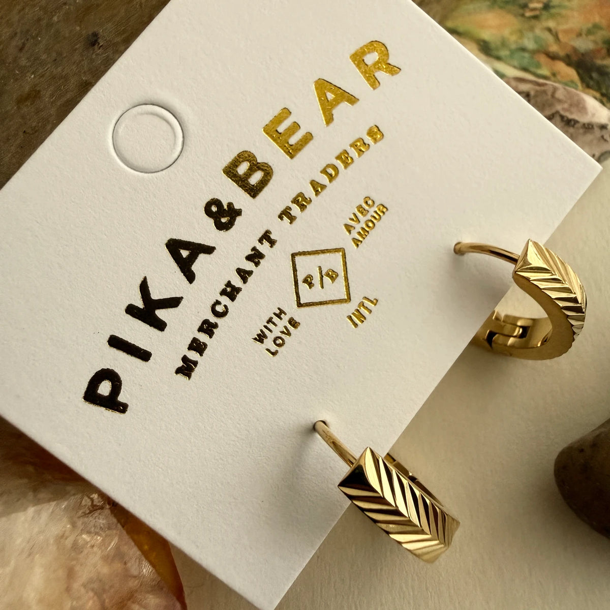 PIKA & BEAR - Artemis - Chevron Pattern Hoop Earrings - Gold