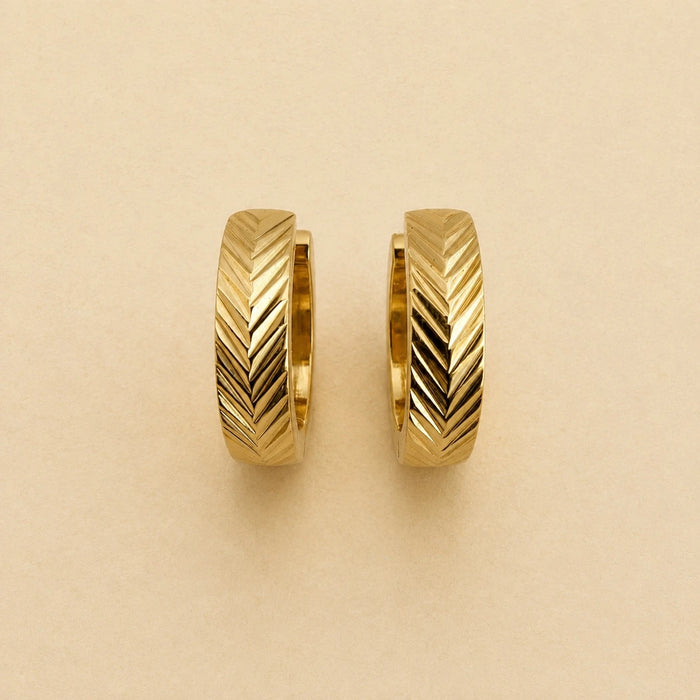 PIKA & BEAR - Artemis - Chevron Pattern Hoop Earrings - Gold