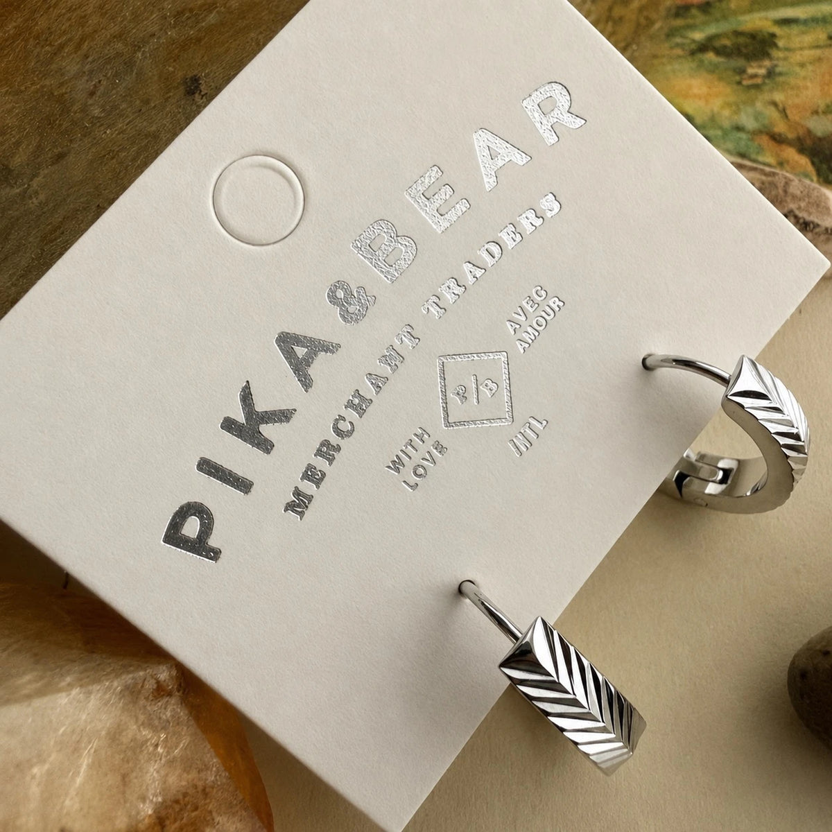 PIKA & BEAR - Artemis - Chevron Pattern Hoop Earrings - Silver