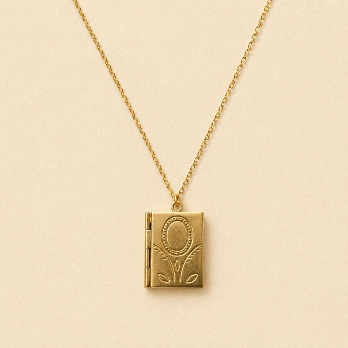PIKA & BEAR - Bronte - Vintage Book Locket Charm Necklace - Gold
