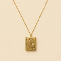 PIKA & BEAR - Bronte - Vintage Book Locket Charm Necklace - Gold