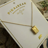 PIKA & BEAR - Bronte - Vintage Book Locket Charm Necklace - Gold