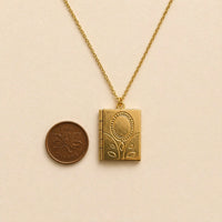 PIKA & BEAR - Bronte - Vintage Book Locket Charm Necklace - Gold