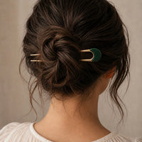 PIKA & BEAR - CLAUDETTE - French Hair Pin - Green / Gold