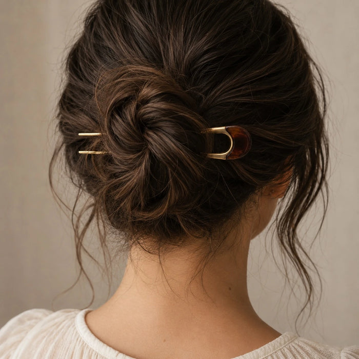 PIKA & BEAR - CLAUDETTE - French Hair Pin - Amber / Gold