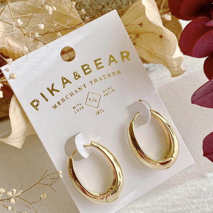 PIKA & BEAR - Bjorn - Oblong Hinge Hoop Earrings - Gold