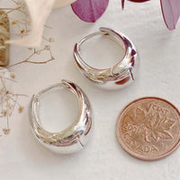 PIKA & BEAR - Bjorn - Oblong Hinge Hoop Earrings - Silver