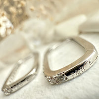 PIKA & BEAR - Bialto - Oblong Rhinestone Hoop Earrings - Silver