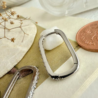 PIKA & BEAR - Bialto - Oblong Rhinestone Hoop Earrings - Silver