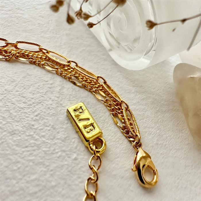 PIKA & BEAR Nanaimo Triple Layer Textured Chain Bracelet - Gold