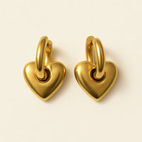 PIKA & BEAR - Love Bites - Heart Charm Hugger Hoops - Gold