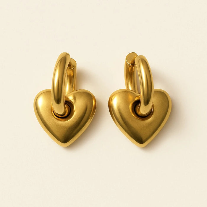 PIKA & BEAR - Love Bites - Heart Charm Hugger Hoops - Gold