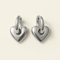 PIKA & BEAR - Love Bites - Heart Charm Hugger Hoops - Silver
