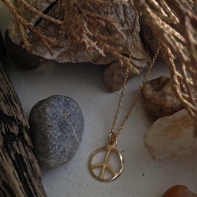 One Love- Gold Filled Peace Sign Necklace